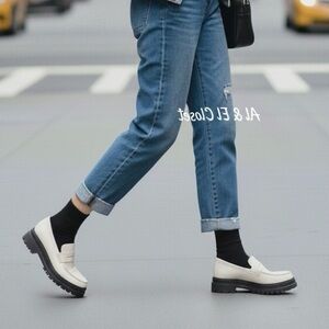 Quince Italian Leather Lug Sole Loafers Bone Ivory Platform Shoes Size 9 NWB